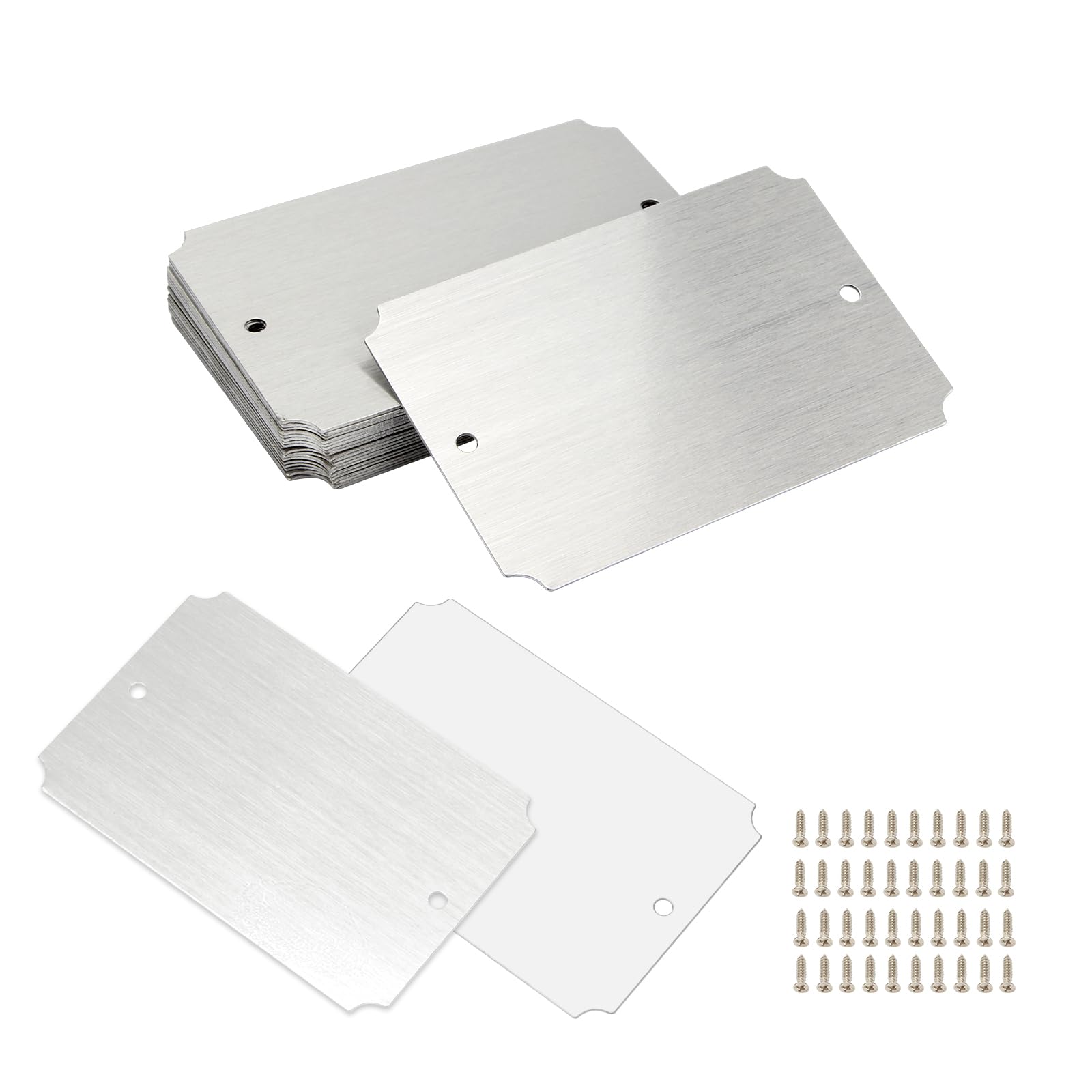 Photo 1 of 20 Pcs Name Plates Laser Engraved, Plaques Personalized Engraved, Solid Metal Plate, Name Plate for Desk, Personalized Plaque Blank, Custom Name Tag, Laser Engraving Blanks (2'' X 3'') (Silver)