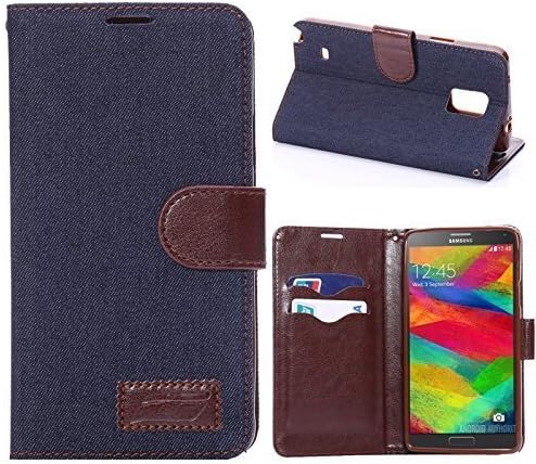 Samsung Galaxy Note 4-Pure black Premium Denim Magnetic Flip TPU Denim Leather Wallet Flip Card Slot Stand Cover Case for Samsung Galaxy Note 4