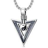 SIMONLY Arrowhead Necklace for Men 925 Sterling Silver Yin Yang/Peace Sign Necklace Arrowhead Pendant Viking Jewelry Gift