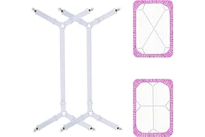 2-Piece Bed Sheet Clips with Adjustable Crisscross Straps - Fitted Beds Sheets Holders for Mattresses and Cushions