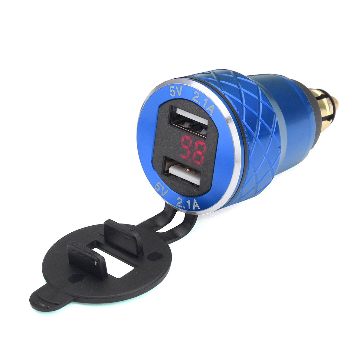 Alamor 12V-24V 4.2A Voltmeter Red Motorcycle Dual Usb Din Socket compatible with BM-W Motorbike - Blue