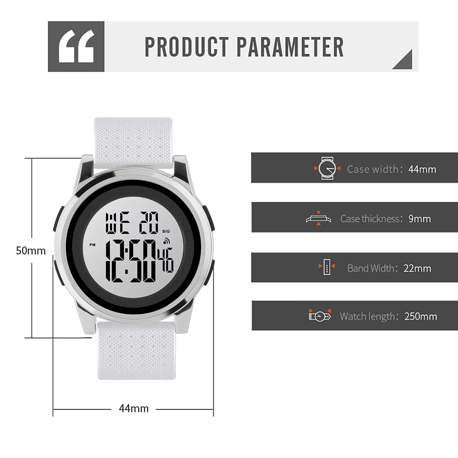 Mens Digital Watch Ultra-Thin Sports Waterproof Simple Watch Stainless Steel Wrist Watch for Men Women