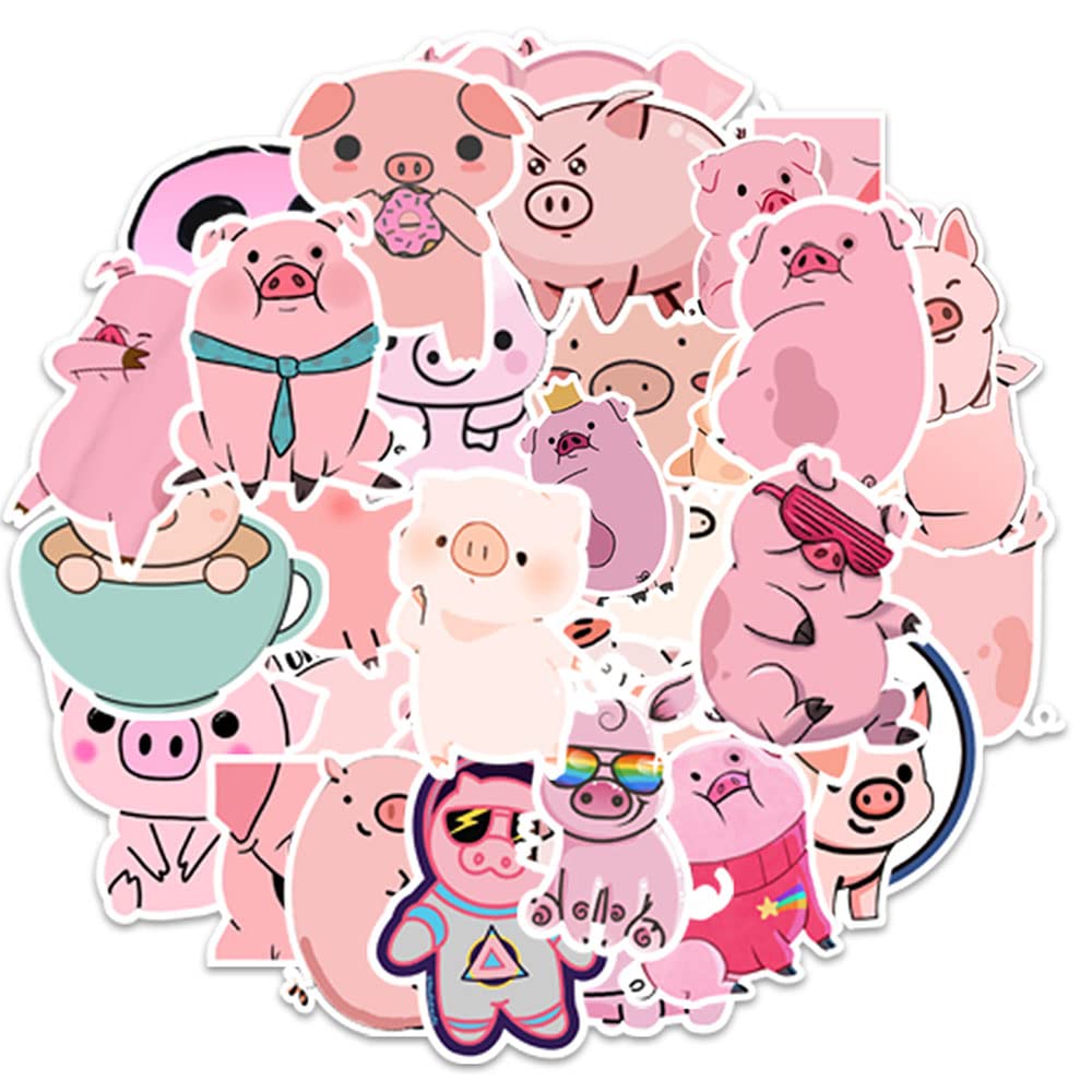 Playful Pig Vinyl Stickers, 50 PCS Waterproof Cartoon Piglet Decals for Laptops, Scrapbooking, Journals, Notebooks, Water Bottles, Suitcases, Phones & DIY Decor — image 1