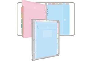 Uquelic Document Organizer, Soft PVC Binder with 12 Colorful Pockets - Zipper Binder 3 Ring with Dividers Letter Size (11'' x 8.5'')-Large Capacity Cute Folder for School, Office & Home Use​ (Grey)