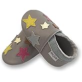 Mejale Baby Shoes Soft Sole Leather Crawling Moccasins Cartoon Stars Infant Toddler First Walker Slippers