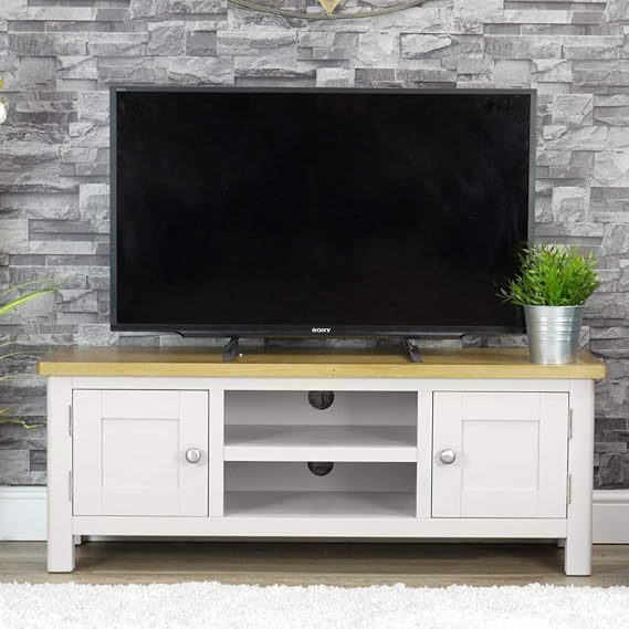 Dorset Grey Oak TV Unit Large TV Stand Storage TV Stone