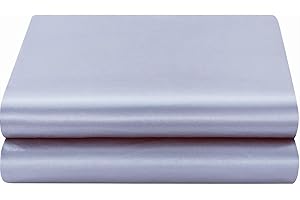 Satin Flat Sheet Only, 1 - Piece Top Sheet, Extra Soft Silk Flat Bed Sheets Sold Separately (White, Queen)