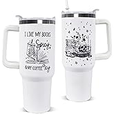Nqhsionv Book Lovers Gifts 40oz Book Lover Tumbler Halloween Goth Skull Bookshelf Coffee Travel Mugs Insulated Cup Gifts for Women Readers,Reading,Bookish,Librarian