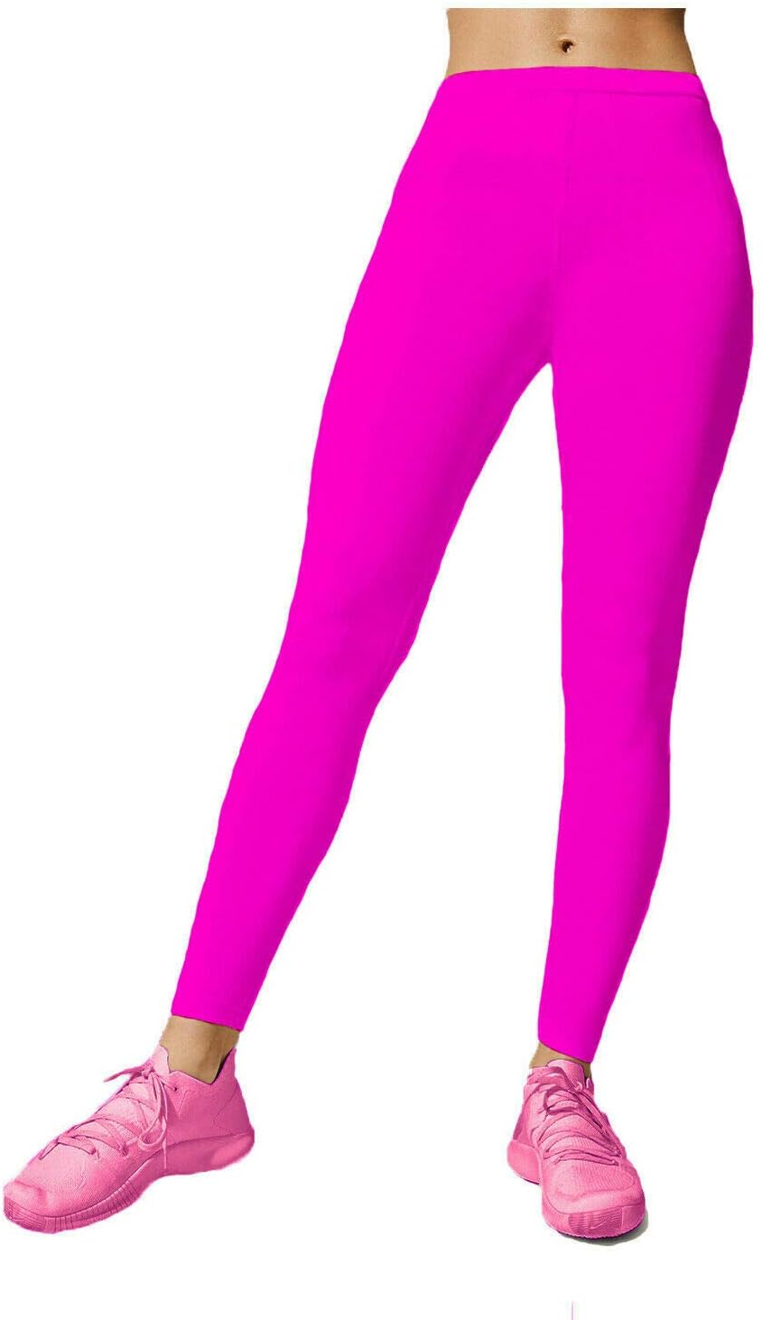 Papaval Girls Kids Footless Leggings Neon Shiny Nylon Lycra Children Sport Dance Ballet Gymnastics Tight Trouser