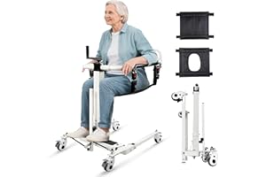 Gasgo Foldable 4-in-1 Patient Lift Transfer Chair, 440lbs Chair Cift for Elderly & Disabled – Height Adjustable, Bariatric Assist Device