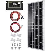Topsolar Solar Panel Kit 100 Watt 12 Volt Monocrystalline Off Grid System for Homes RV Boat + 30A 12V/24V Solar Charge Contro