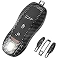 QBUC for Porsche Key Fob Cover,3-Piece Painted Key Shell Compatible with Porsche Cayenne Panamera Macan 911 Boxter Cayman (Carbon Look)
