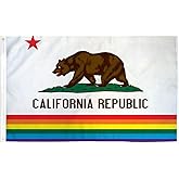 AZ FLAG - California Rainbow Flag - 2x3 Ft - 100D Polyester Gay Californian Banner with Two Metal Grommets - Fade Resistant - Vivid Colors - 2' x 3' Feet - 90x60 Cm