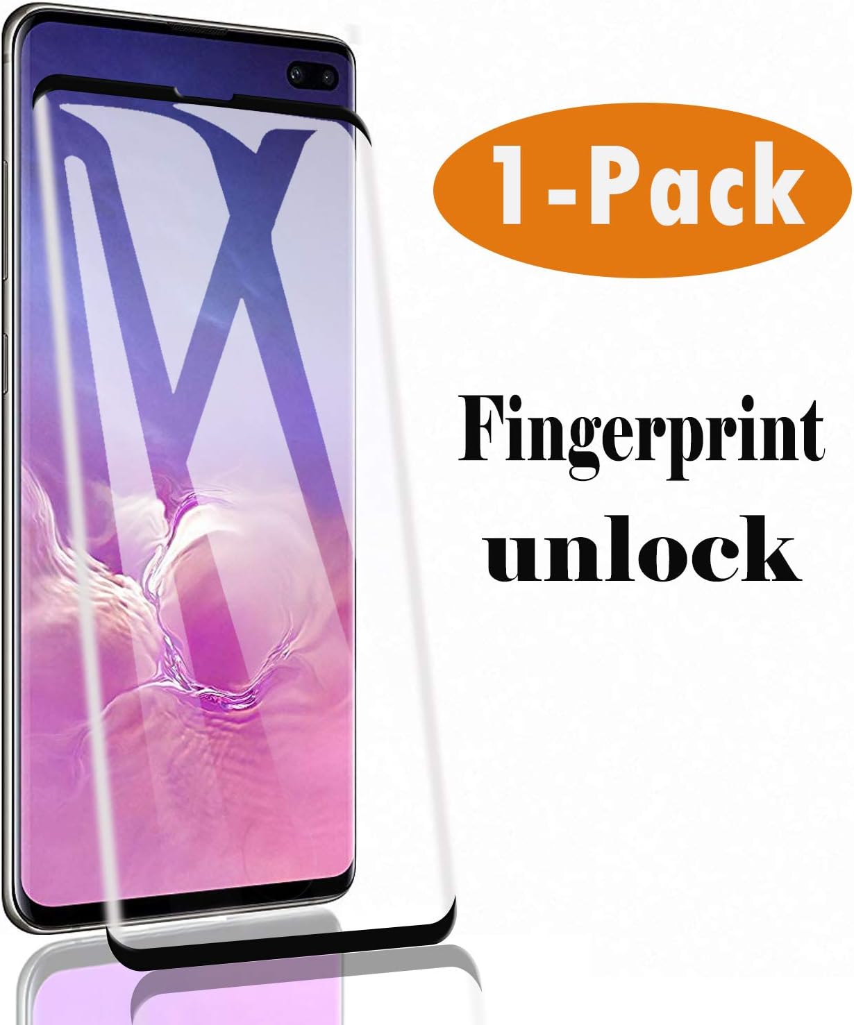 Hotbon Tempered Glass Screen Protector for Samsung Galaxy S10 Plus, Fingerprint Unlock Full Coverage 9H Hardness Screen Protector HD Tempered Glass Screen Protector Full Cover Anti-Scratch 1 Piece