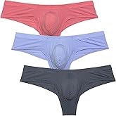 JAXFSTK Mens Micro Ice Silk Bikini Boxer Briefs Solid Stripe Underwear Ultra Thin Hipster Underpants Half Hip Coverage