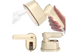 QUUEJENL Travel Steamer Iron for Clothes Mini - Portable Ironing Machine Travel Small Size Portable Steamer Travel College Dorm Home Essentials Steamer for Clothes (Beige)