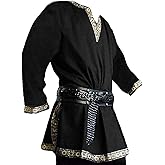 Gafeng Mens Medieval Costume Renaissance Pirate Halloween Viking Tunic Knight Cosplay Warrior LARP Shirts