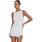 Caviotess Women's Sexy Backless Sparkly Sequin Mini Dress Split Hem Glitter Velvet Tank Dress Prom Party Cocktail Dress