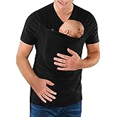 Mens Dad Shirts Baby Carrier Shirt Short Sleeve Skin to Skin New Dad Gifts T-Shirt with Pocket