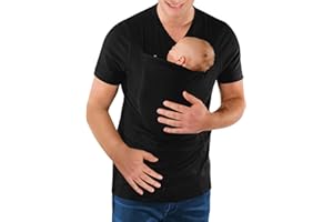 THUSFAR Mens Baby Carrier Shirt V Neck Short Sleeve T-Shirts for Men Skin to Skin T-Shirt with Pocket