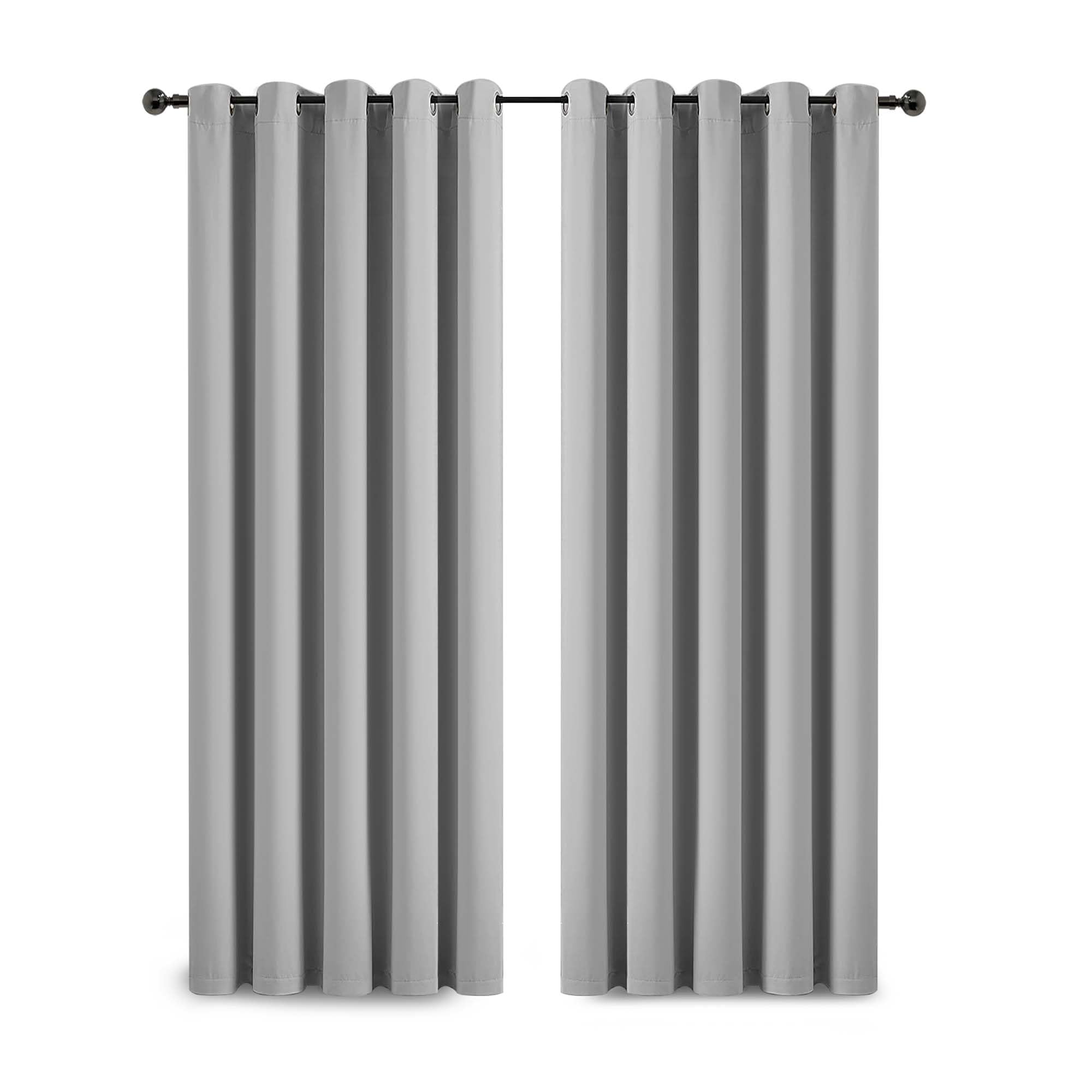 Yorkshire Bedding Blackout Eyelet Curtains for Bedroom 90x90 Inch Super Soft Thermal Insulated Light Grey Curtains Darkening Panels + 2 Tiebacks