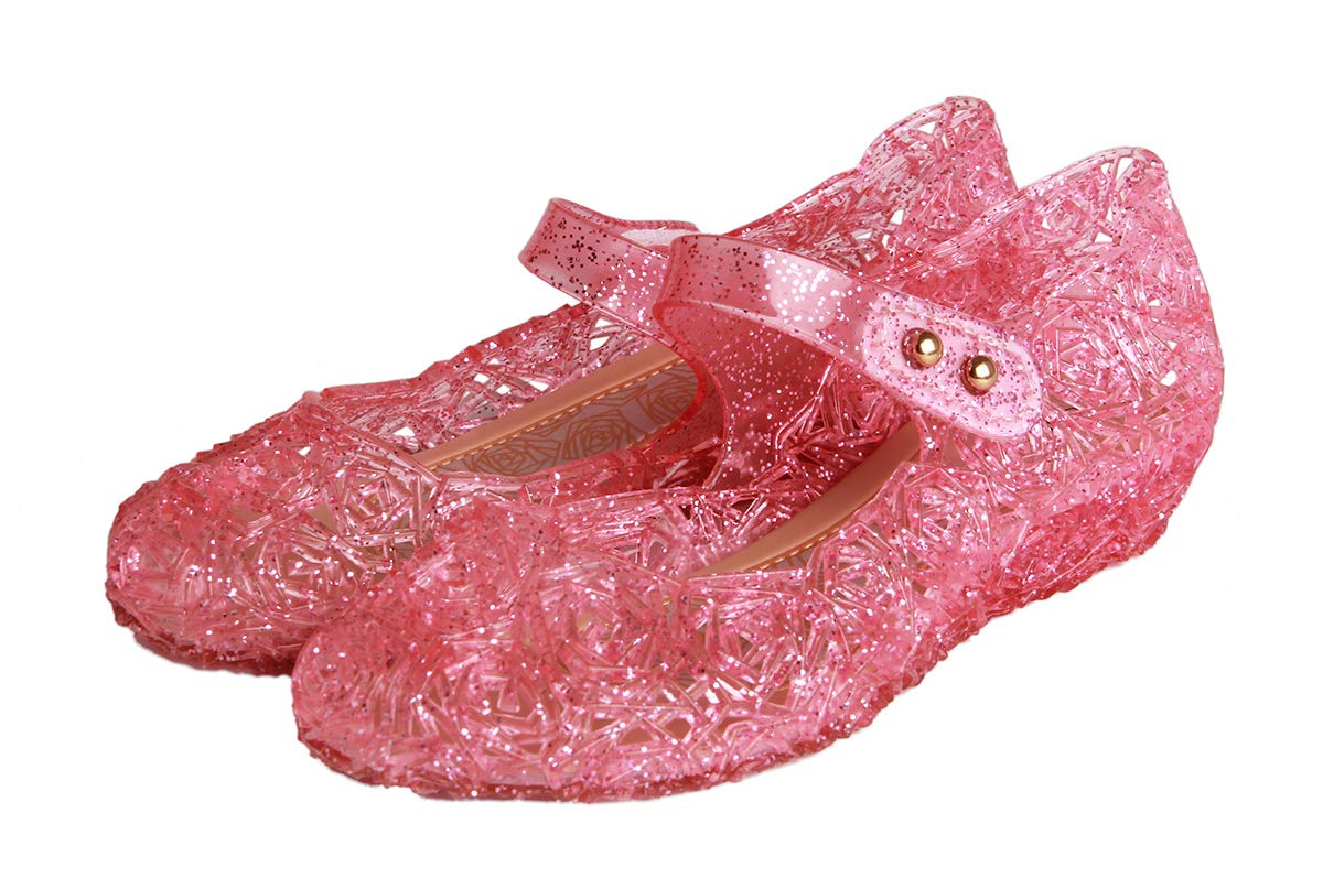 GUGUYeah Princess Costumes Jelly Flats Shoes, Cosplay Birthday Party Dress Up Sandals for Little Girls, Toddler or Kids