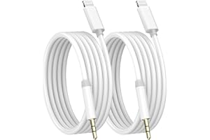 UCACA [Apple MFi Certified] Apple iPhone Aux Cord for Car, 2 Pack Lightning to 3.5 mm Aux Audio Cable Cord Compatible for iPhone 14 13 12 11 Pro Max XS XR X 8 to Car Home Stereo/Speaker/Headphone, White