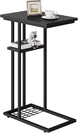 YMYNY C Shaped Side Table Small Sofa Table 61.5x40x26 cm Black HST004B view 1
