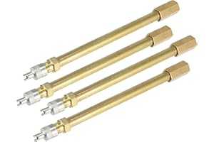 ACROPIX 120mm/4.72" Long Brass Auto Tire Valve Extension Adaptor Air Tyre Stem Extender Inflation Stright Bore - Pack of 4