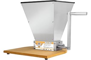 Mrbrew Grain Crusher Homebrew Malt Mill Manual Wooden Base Grain Mill Stainless Steel Grinder Mill with Adjustable 2 Bearing 