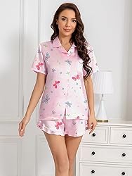 Umeyda Girls Satin Silky Collar V Neck Ruffle Short