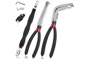 SecureElastic Electrical Disconnect Pliers 37960, 37980, Electrical Connector Separator 13120, 8in Automotive Tools Electrical Connector Pliers, Automotive Tools for Push Tab Style Plugs (3-Piece Set)