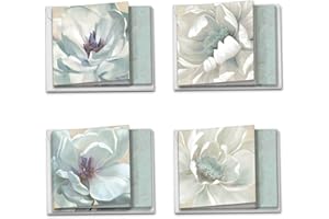 The Best Card Company - 12 Assorted Blank Note Cards (4 x 5.12 Inch) - Boxed All Occasion Notecards Bulk (4 Designs, 3 Each) - Peaceful Petals MQ4611OCB-B3x4