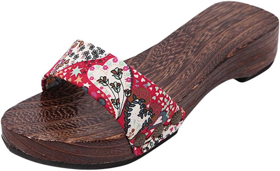 Women's Japanese Anime Wooden Geta,Flip Flops Yukata Sandals Cosplay Cartoon Traditional Kimono Clogs