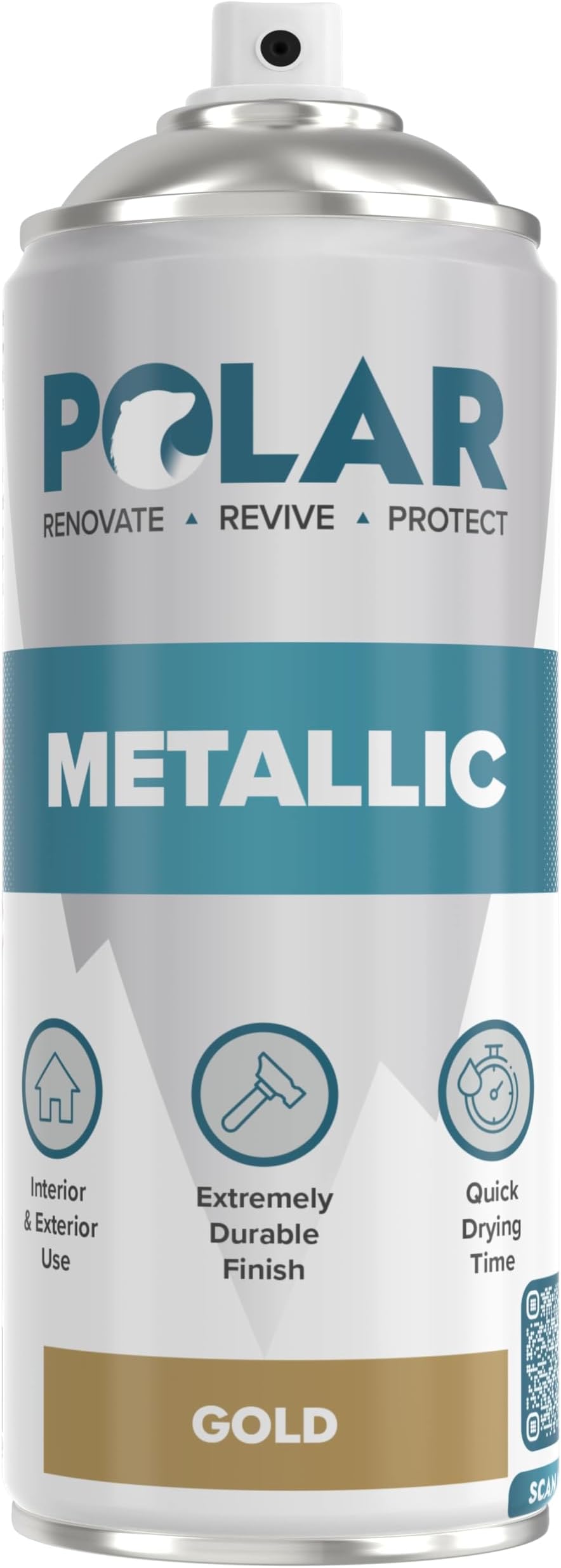Polar Metallic Spray Paint 400ml Gold Plastic Metal Wood Glass Ceramics