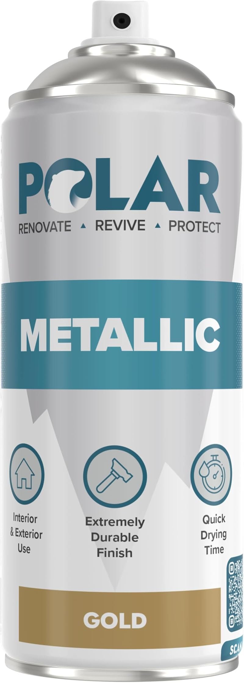 Polar Metallic Spray Paint 400ml Gold Plastic Metal Wood Glass Ceramics