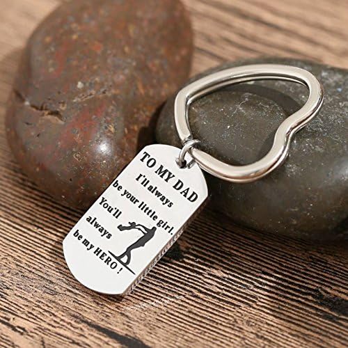 Efantina Father's Day Gift Dad Keychain Stainless Steel - I'll Always Be Your Little Girl.You Will Always Be My Hero Keychain