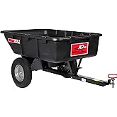 Brinly 10 cu.ft. 650lb Heavy Duty Tow-Behind Poly Utility Cart &amp; Dump Trailer with Magnetic Hitch Pin &amp; Compression Molded Bed