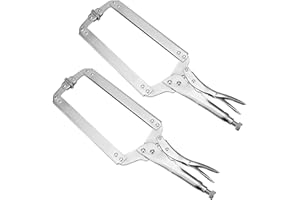 NINGWAAN 2 PCS 18 Inch C Clamp Locking Pliers, Heavy Duty C Locking Pliers with Swivel Pad, Welding Vise Grip Clamps Face Cla