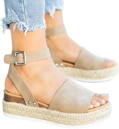 Calistoga women's ankle strap faux leather wedge sandals Clearance