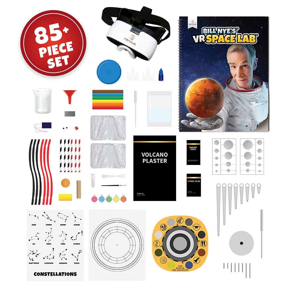 Abacus Brands Bill Nye's VR Space Lab - Virtual Reality Kids Science Kit, Book and Interactive STEM Learning Activity Set (Full Version - Includes Goggles)