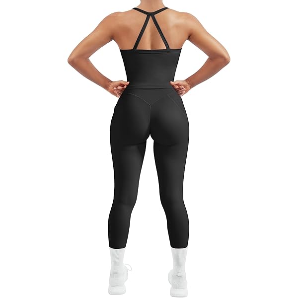 Womens Workout Sets Two Piece Cross Back Tank Top Matching | INDIA - View #2