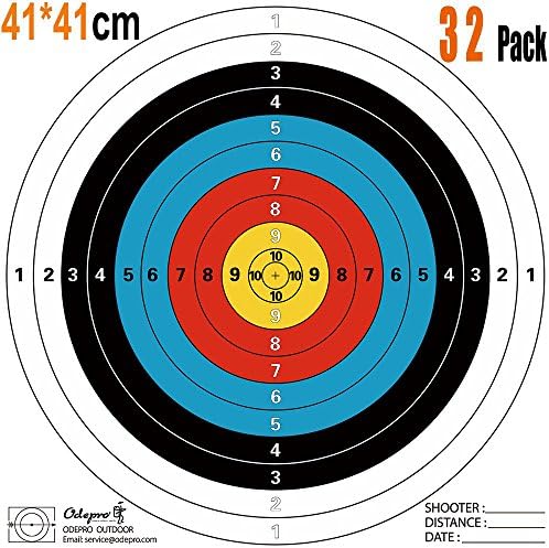 Odepro 32 pack 41cm (16 inch) Archery Paper Targets Arrow Targets Shooting Accessories for Match and Daily Practice Use Outdoor Shooting and Hunting Practice (10 ring)