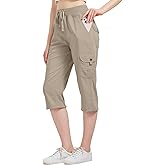 Toumett Women's Cargo Capris Hiking Pants Quick Dry Lightweight Athletic Outdoor Travel Loose Fit Casual Capris with Pockets