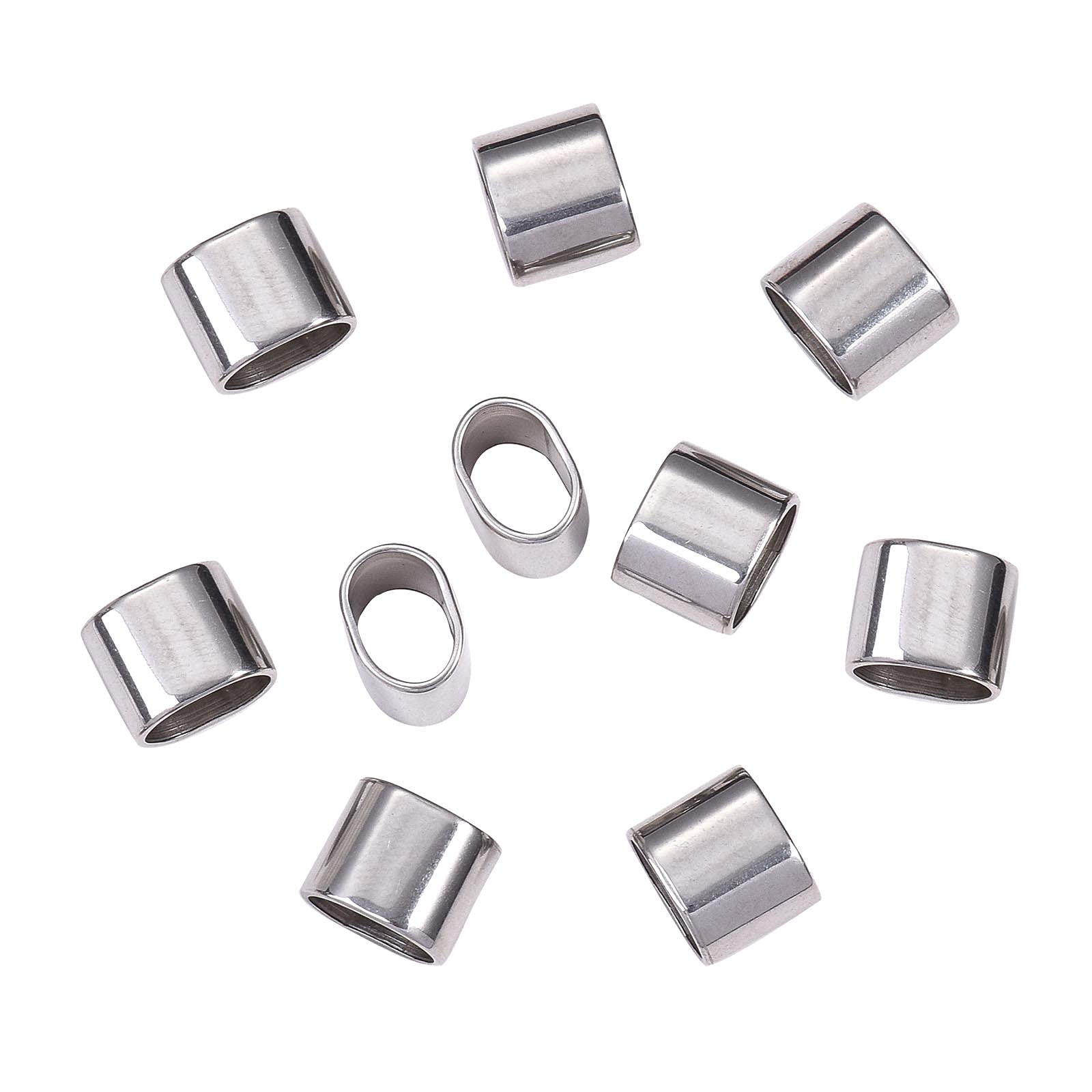 Airssory 10 Pcs 304 Stainless Steel Rectangle Slide Charms Slider Large Hole Beads for Leather Cord Bracelets Jewelry Making - 8x10mm