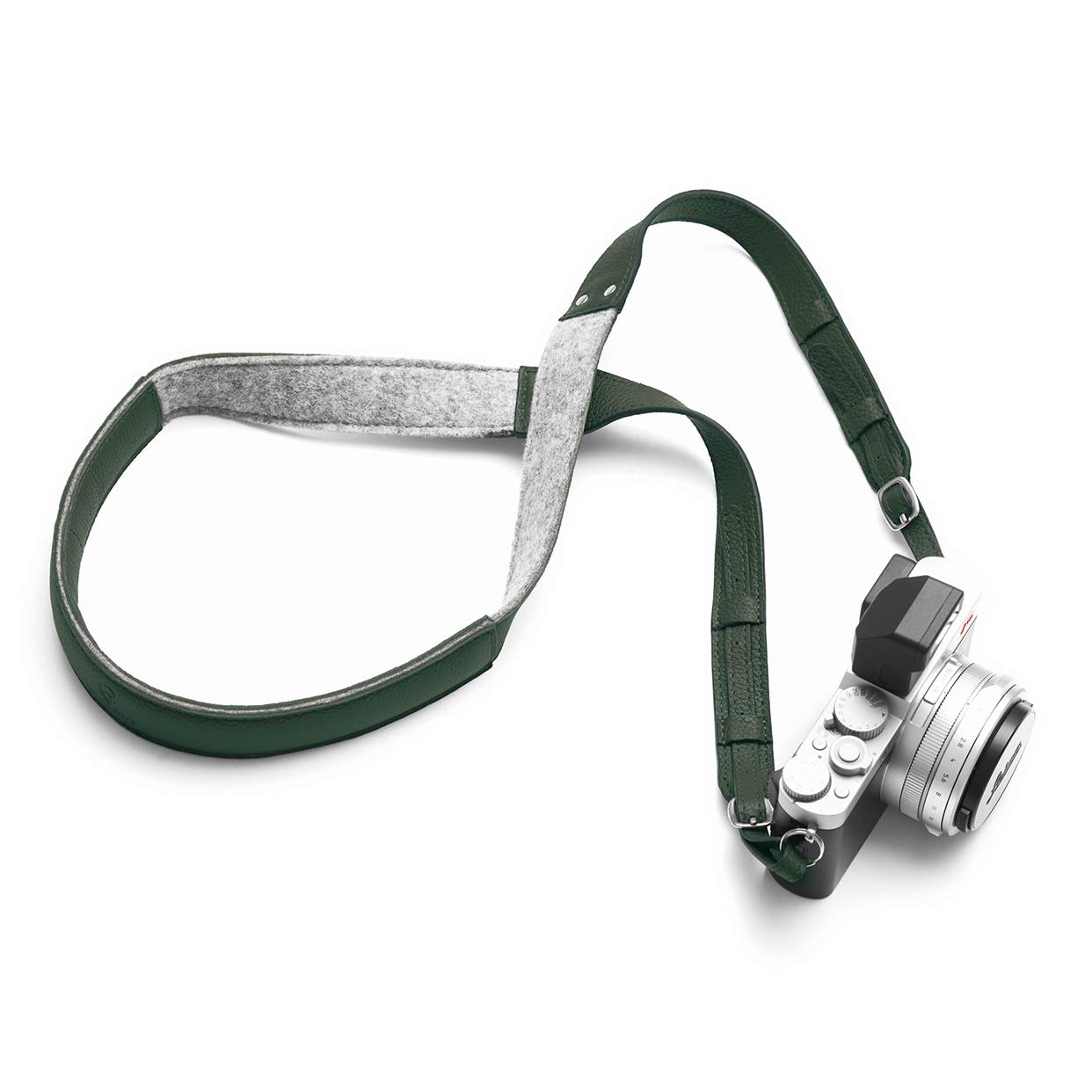 Woolnut Leather & Wool Camera Strap, Neck Shoulder Harness, Adjustable Length - Green