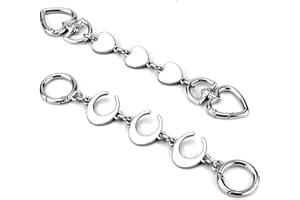 ZLSPTK 2Pcs Purse Extender Chain Silver Bag Extender Chain Heart Moon Purse Strap Extenders White Purses Strap Replacement Crossbody Bags Accessories for Women Bag Charms for Handbag Purses Making Supplies