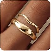 GoldGifts Gold Rings for Women Non Tarnish, Waterproof Chunky 14K Gold Plated Stackable Rings Trendy Statement Pinky Thumb Rings Engagement Eternity Wedding Band Ring Stacking Gold Jewelry Size 3 4 5 6 7 8 9 10 11