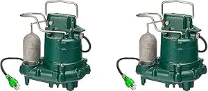 Zoeller M63 Premium Series 5 Year Warranty Mighty-Mate Submersible Sump Pump, 1/3 Hp (Pack of 2)