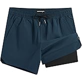 maamgic Mens Swim Trunks 5" with Compression Liner Stretch Quick Dry Swim Shorts Swimming Trunks Bathing Suits